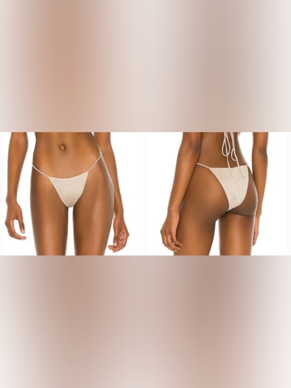 LoveWave Driza Bikini Bottom Nude High Cut Minimal Swim NWT S